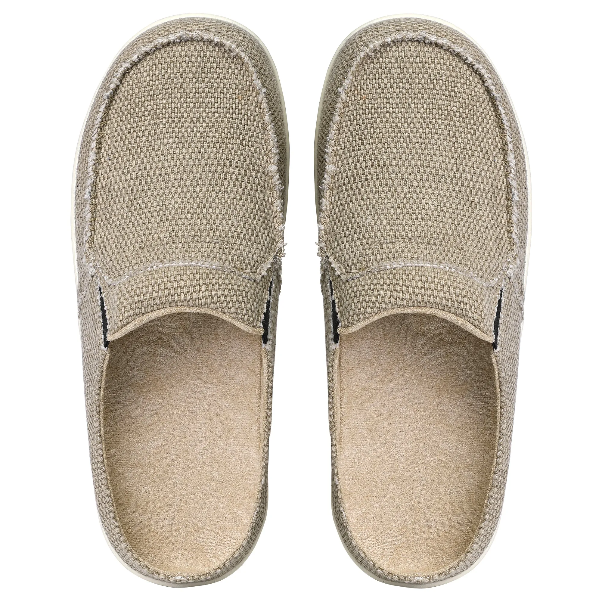 Mens Slippers with Arch Support, Canvas House Slipper for Men with Velvet Lining, Slip On Clog, Indoor Outdoor House Shoes with Anti-Skid Rubber Sole