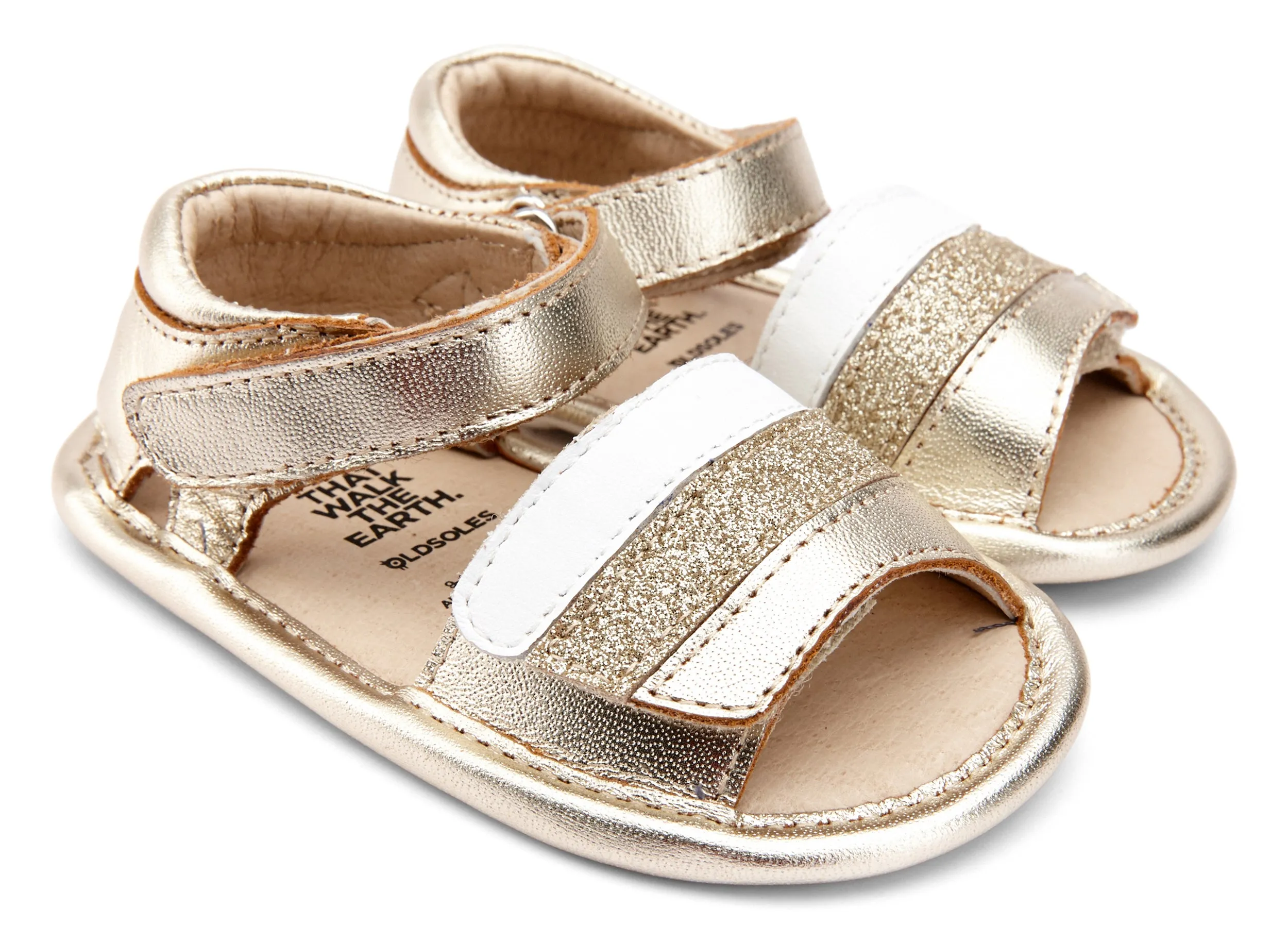 Old Soles Girl's 0035 Mini Jetsetter Walker Sandals - Gold/Snow/Glam Gold