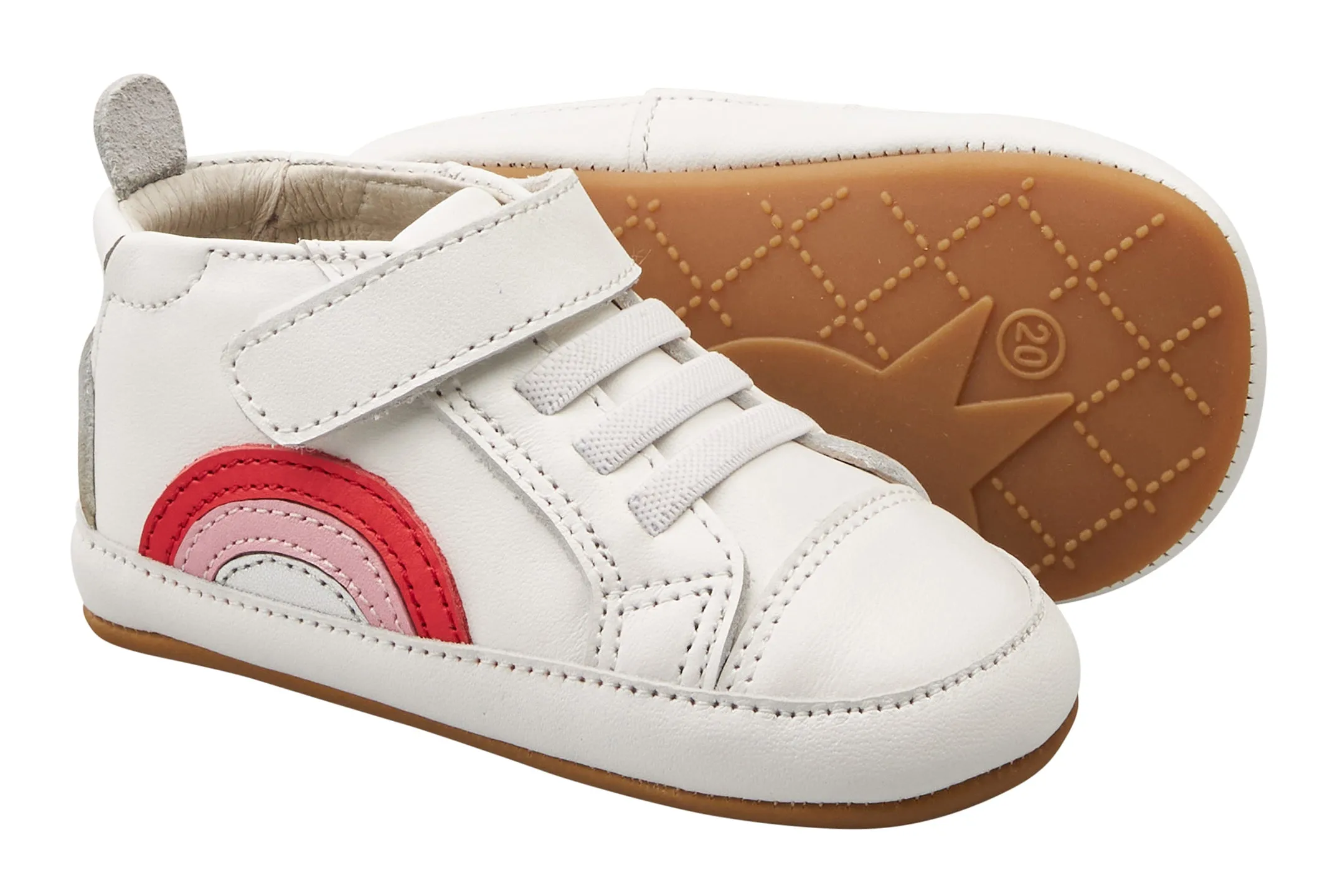 Old Soles Girl's 0069R Sunny Bub Sneakers, Snow/Bright Red/Pearlised Pink/Silver