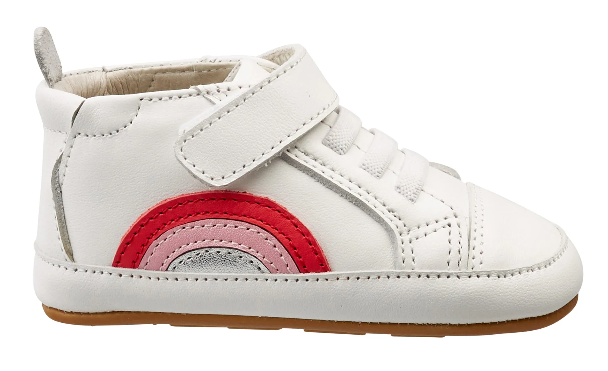 Old Soles Girl's 0069R Sunny Bub Sneakers, Snow/Bright Red/Pearlised Pink/Silver