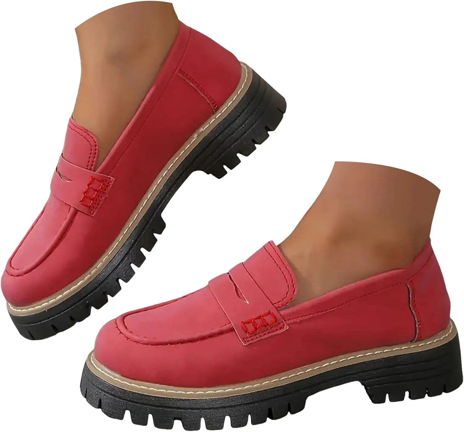 Orthoture-Orthopedic Platform Loafers Loafers Chunky Heel Slip-on Round Toe Comfort Loafer Platform Lightweight Loafers