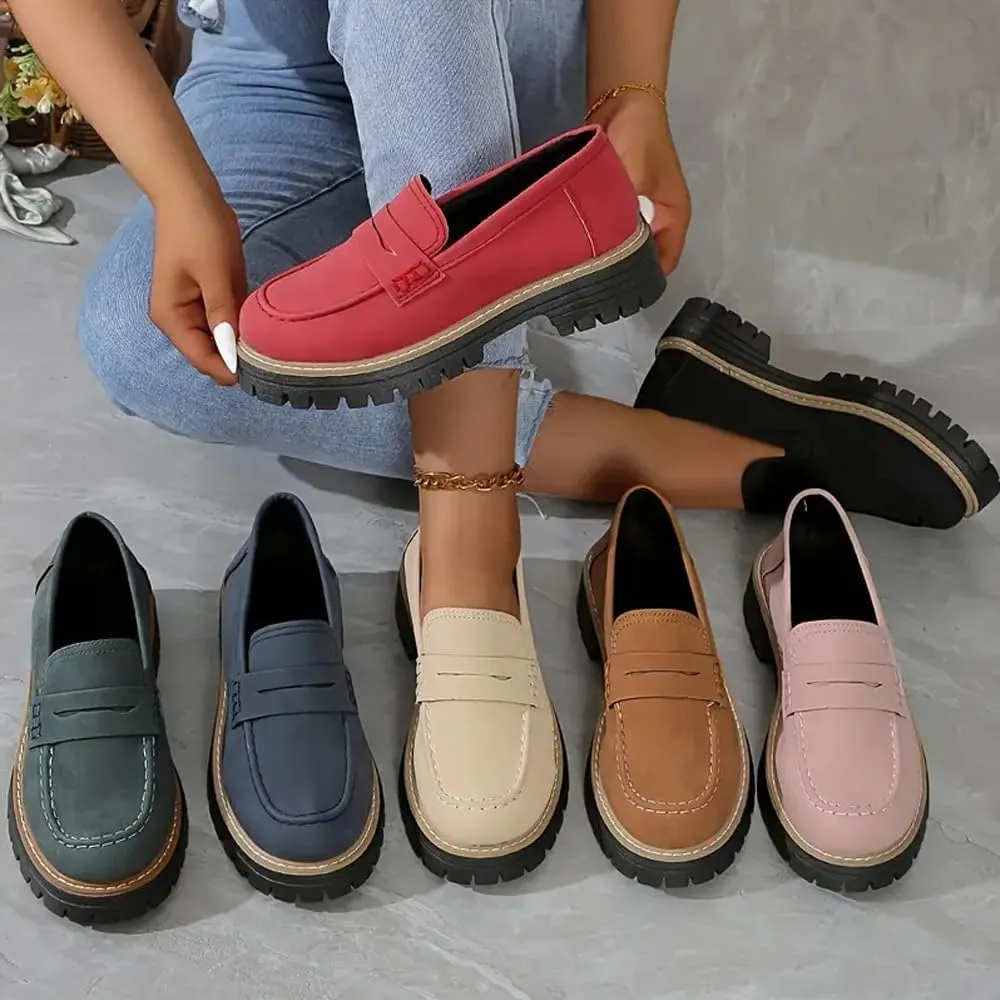 Orthoture Orthopedic Platform Loafers, Womens Loafers Comfortable, Lug Sole Loafers for Women, Platform Loafers for Women