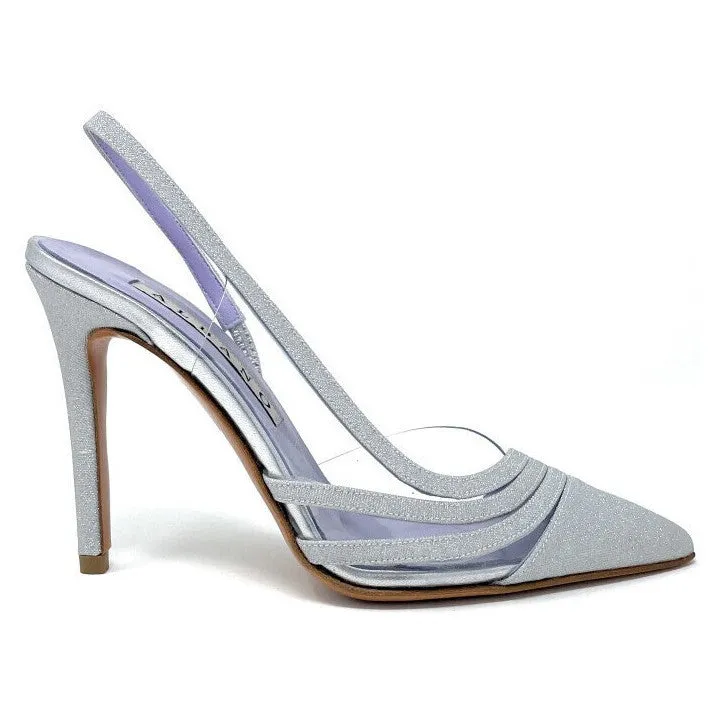 RF 3283 Silver Glitter Mesh High Heels