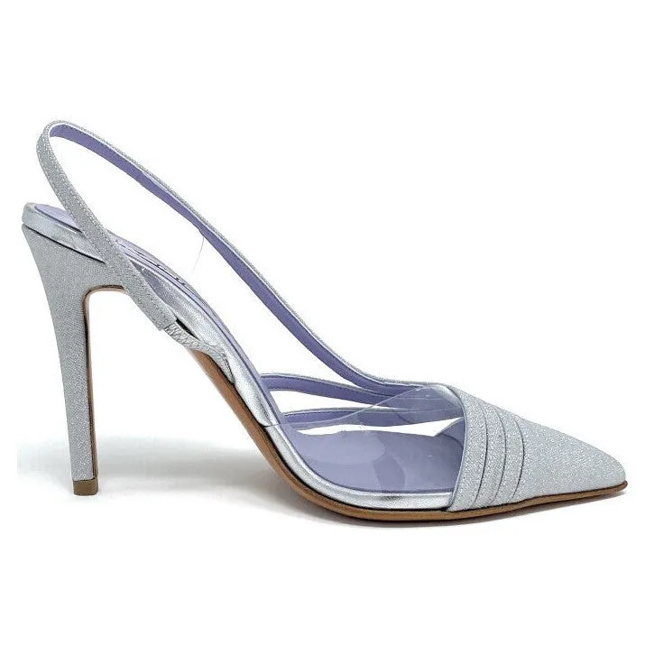 RF 3283 Silver Glitter Mesh High Heels