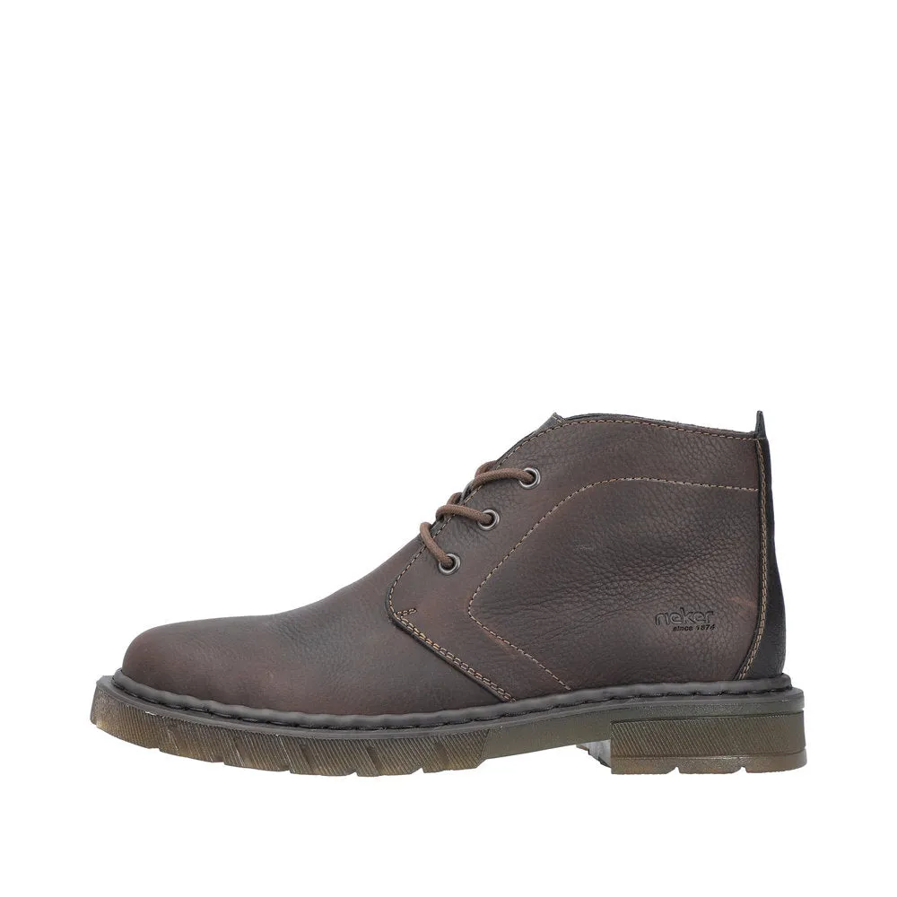Rieker 31640-25 Mens Brown Leather Lace Up Ankle Boots