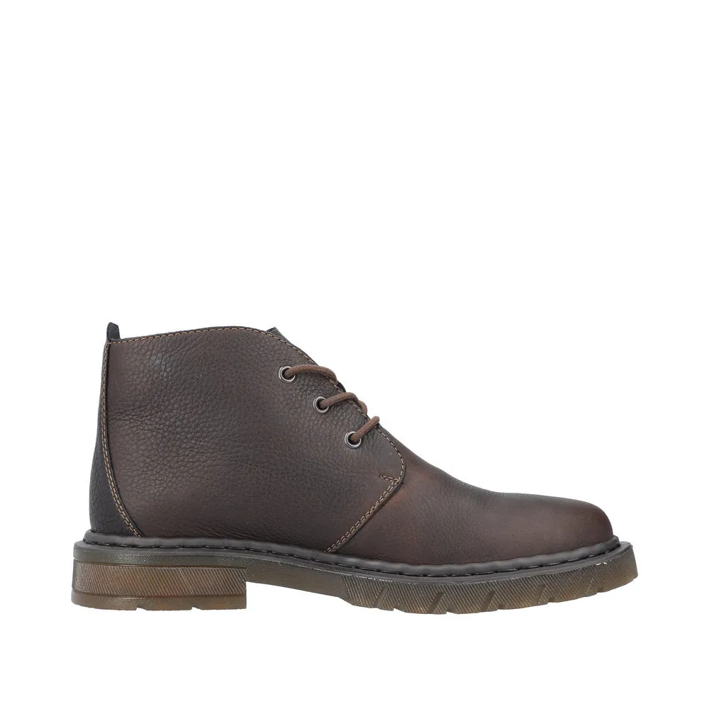 Rieker 31640-25 Mens Brown Leather Lace Up Ankle Boots