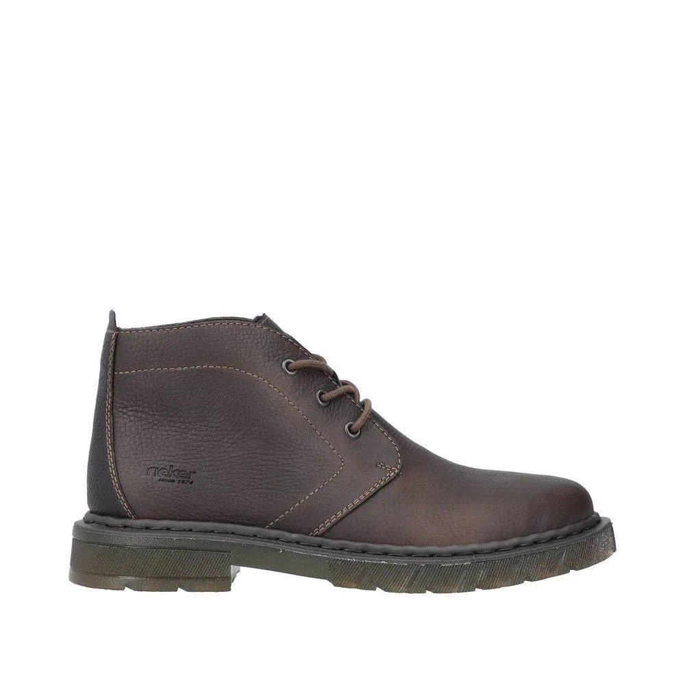 Rieker 31640-25 Mens Brown Leather Lace Up Ankle Boots