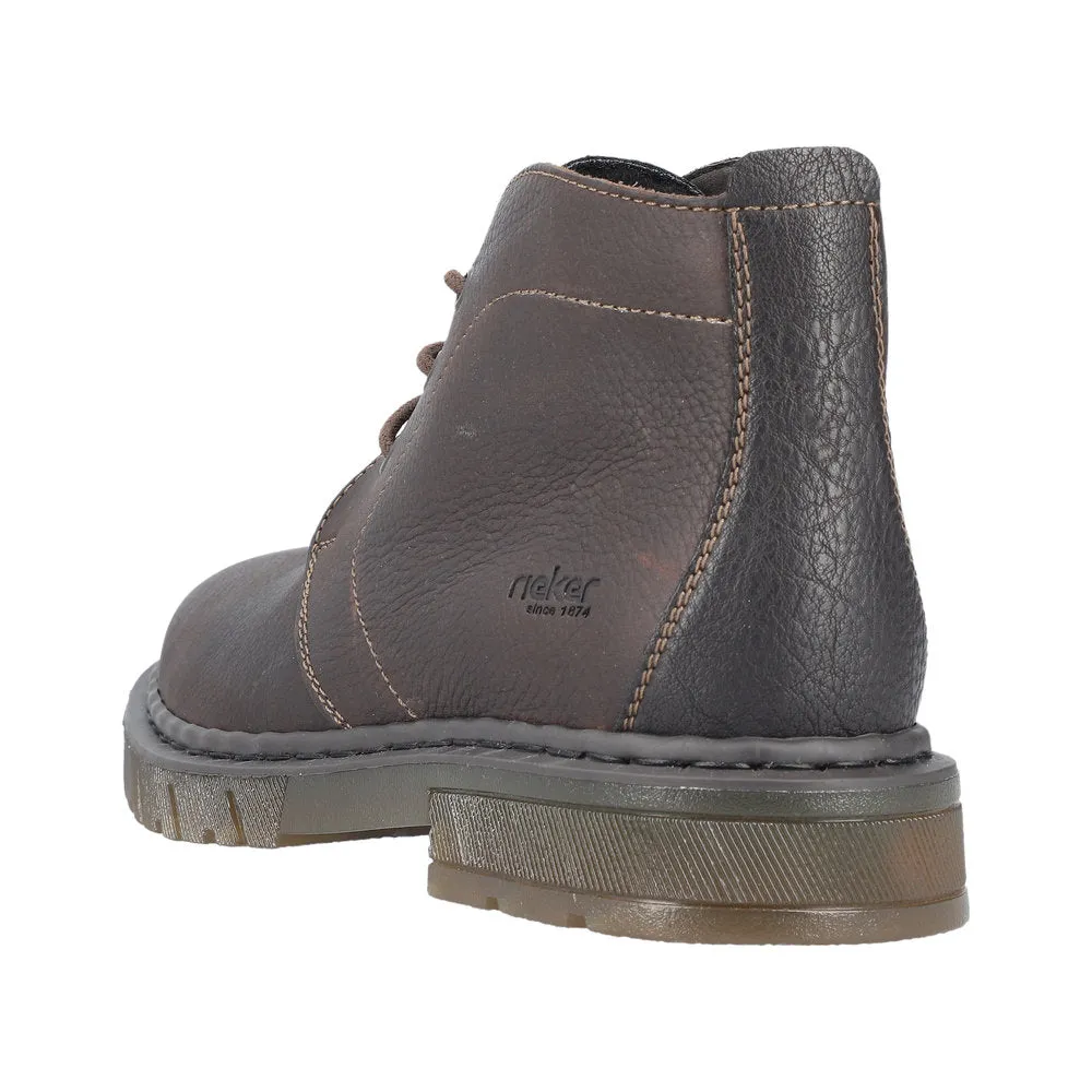 Rieker 31640-25 Mens Brown Leather Lace Up Ankle Boots