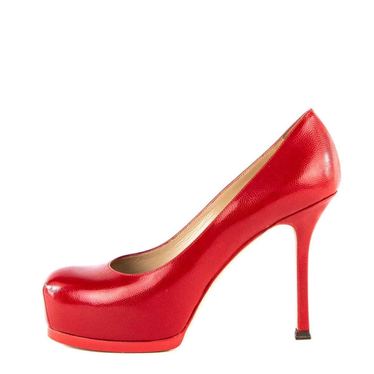 Saint Laurent Red Leather Tribtoo Platform Pumps Size US 6 | EU 36
