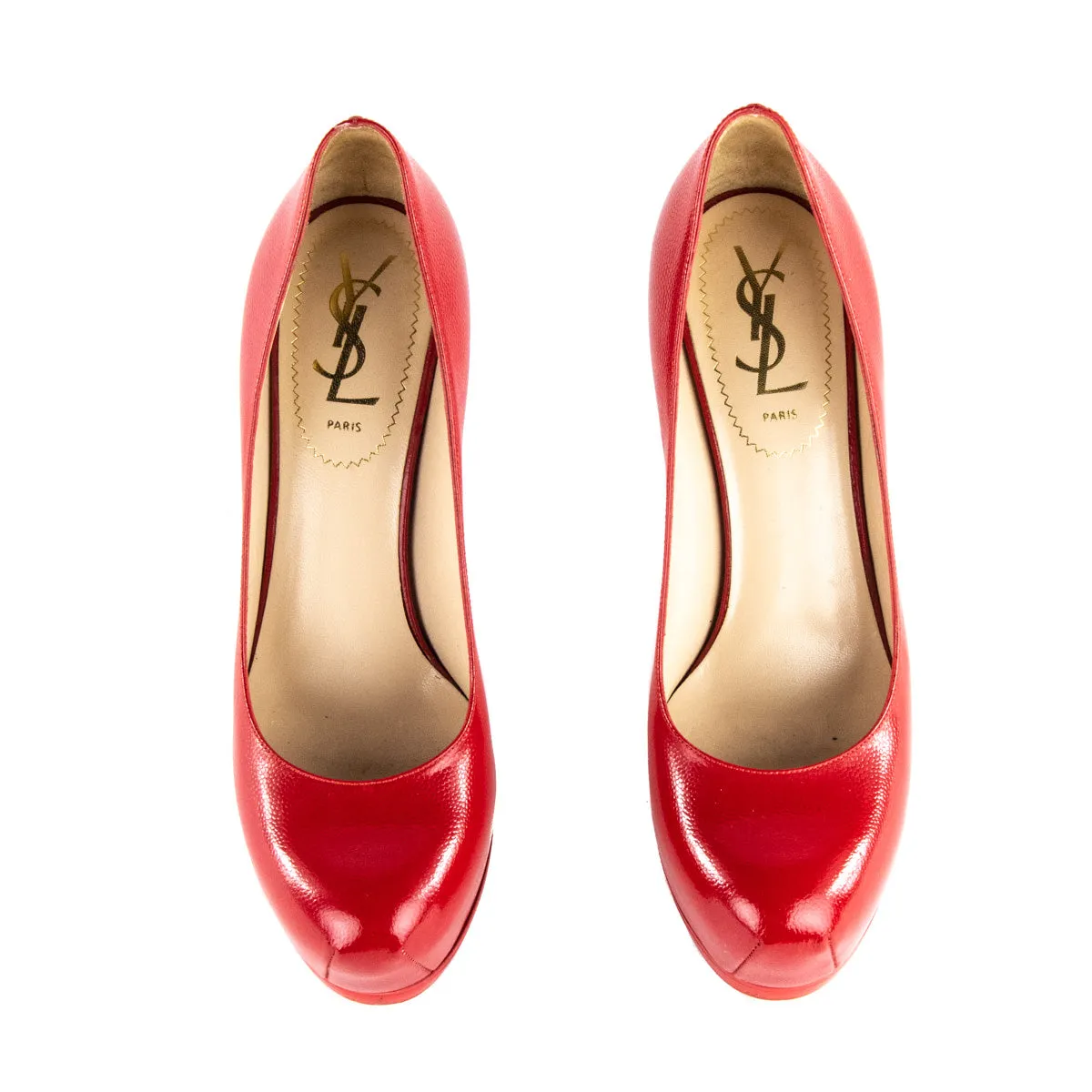 Saint Laurent Red Leather Tribtoo Platform Pumps Size US 6 | EU 36