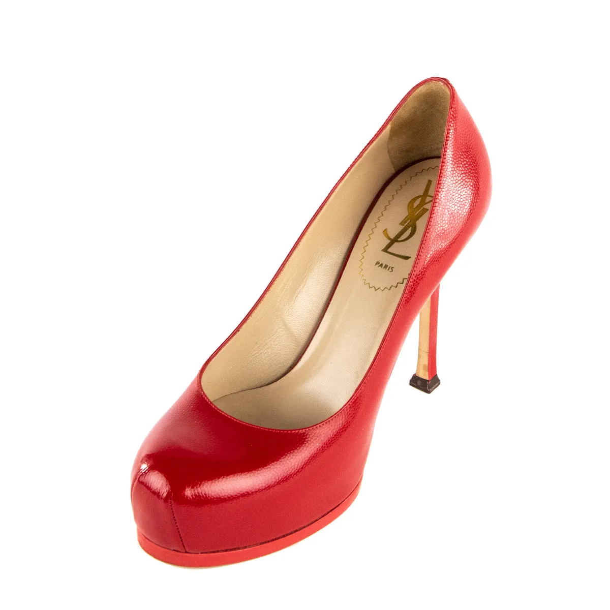 Saint Laurent Red Leather Tribtoo Platform Pumps Size US 6 | EU 36
