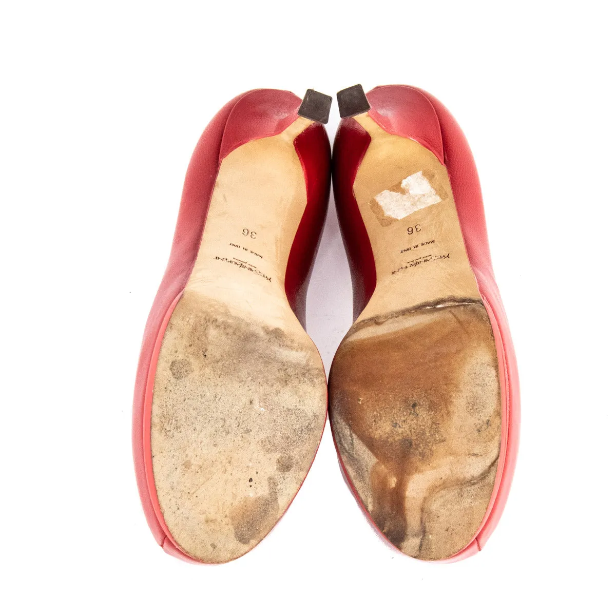 Saint Laurent Red Leather Tribtoo Platform Pumps Size US 6 | EU 36