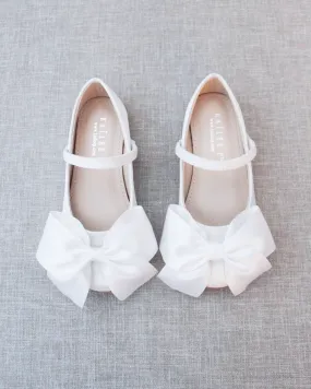 Satin Maryjane Flats with Front Satin Bow