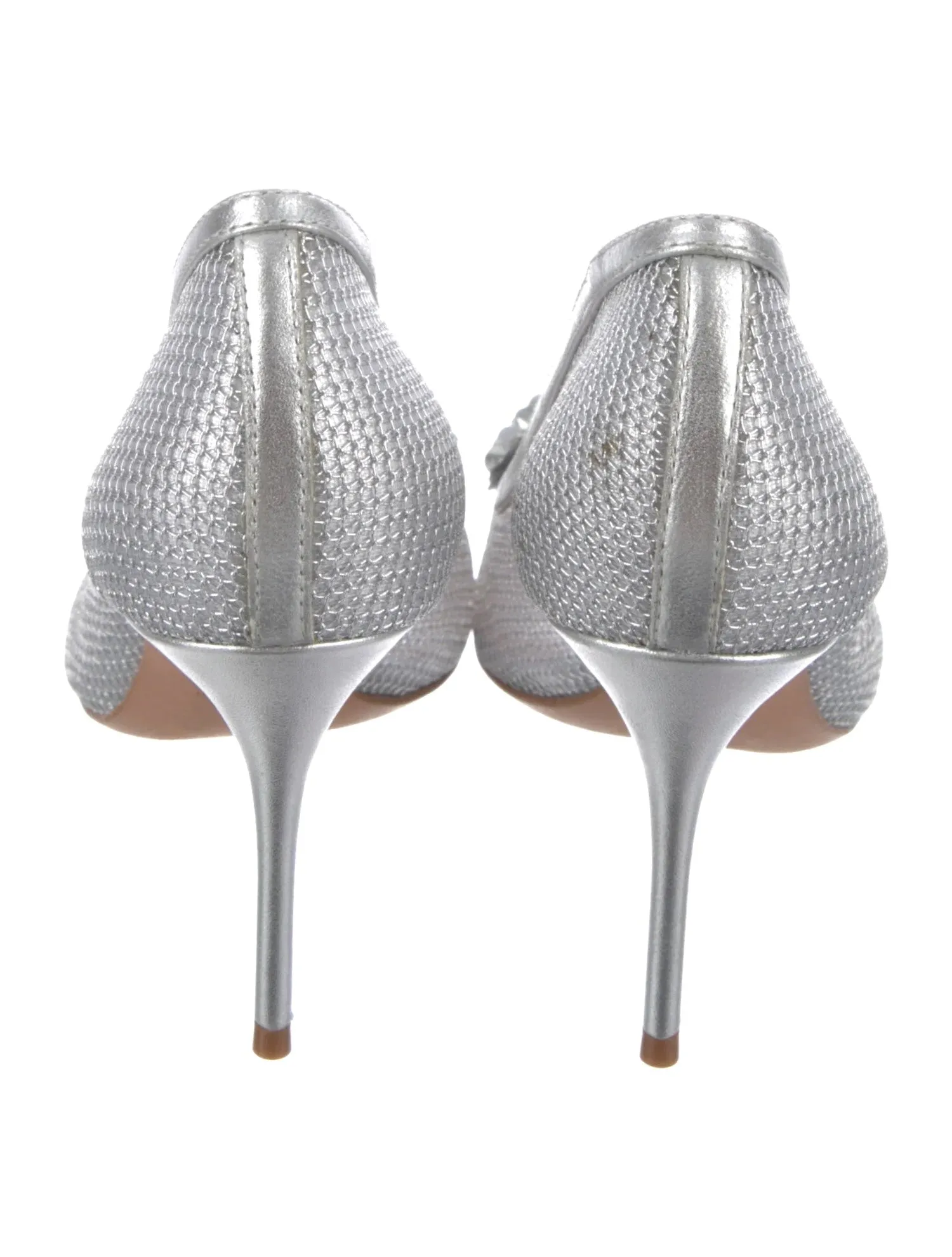 Schutz Sequin Prata Mesh Womens Fashion Slip On Stiletto Heeled Pump Shoes