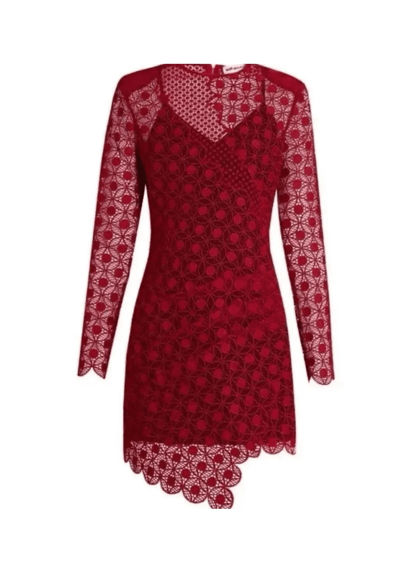 SELF-PORTRAIT - Red Asymmetric Party Cocktail Mini Lace