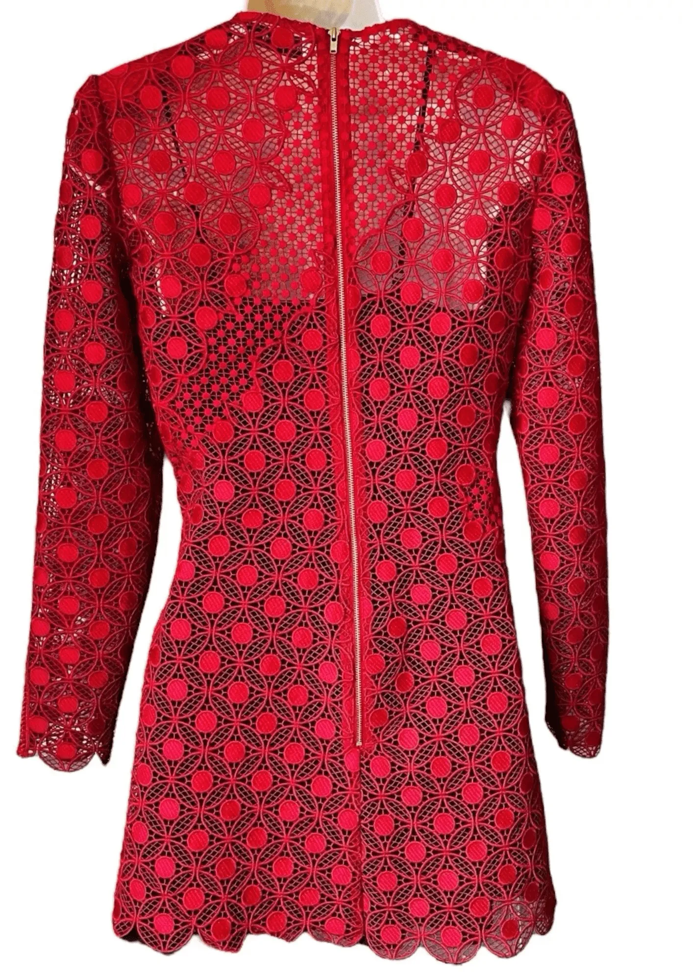 SELF-PORTRAIT - Red Asymmetric Party Cocktail Mini Lace