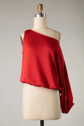 Sexy Shoulder Satin Top (Pick Color)