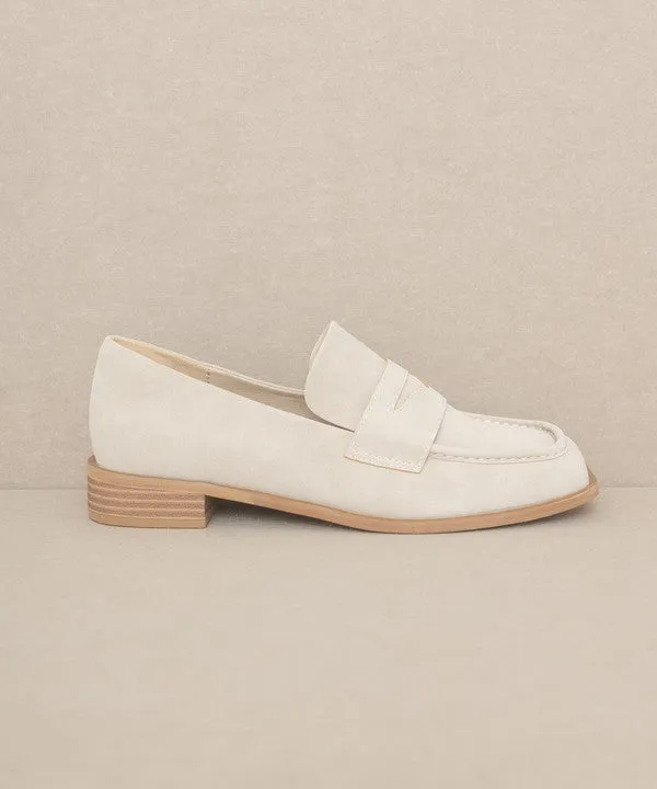 Sleek Suede Square-Toe Loafers