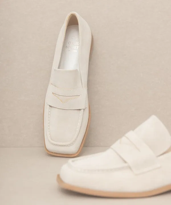 Sleek Suede Square-Toe Loafers