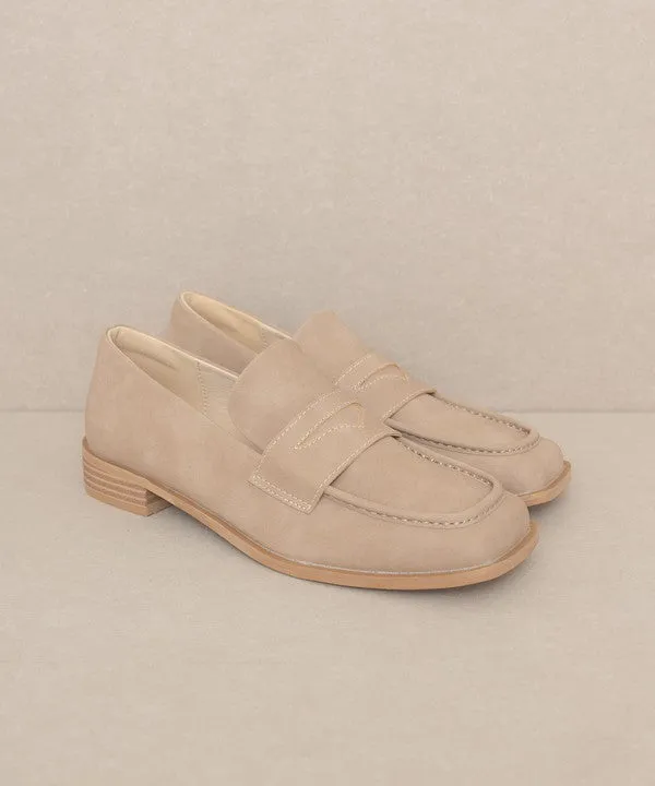 Sleek Suede Square-Toe Loafers