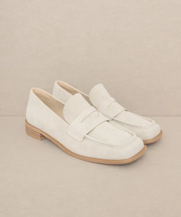 Sleek Suede Square-Toe Loafers