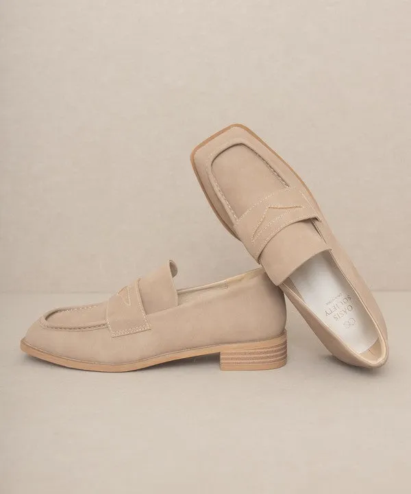 Sleek Suede Square-Toe Loafers