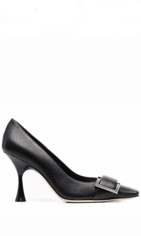 SR Twenty Black Leather Pumps