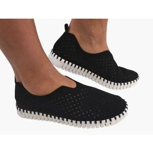 Tulip 139 Perforated Slip-On Sneaker in Black