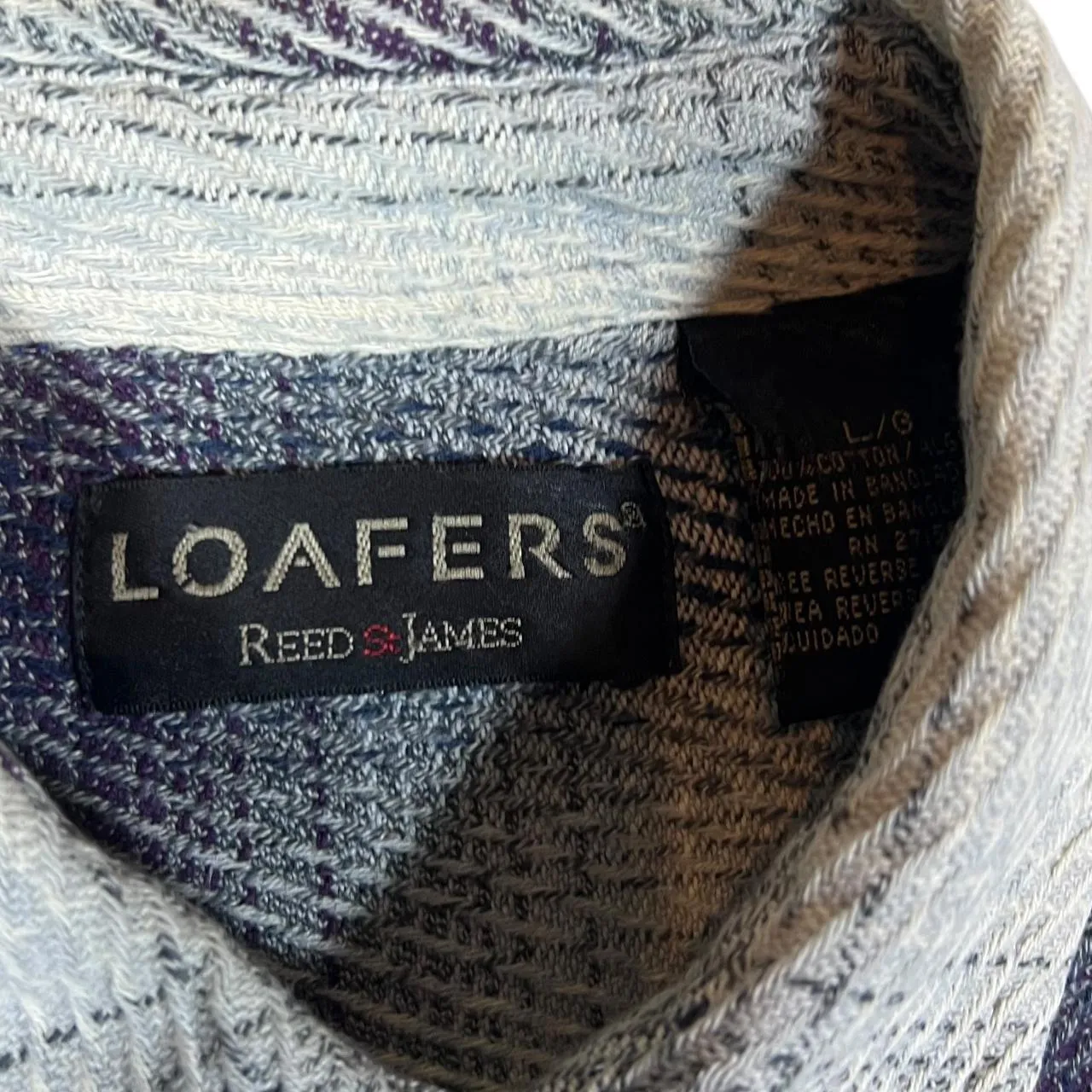 Vintage LOAFERS Reed St James Plaid Check Long Sleeve Flannel Shirt