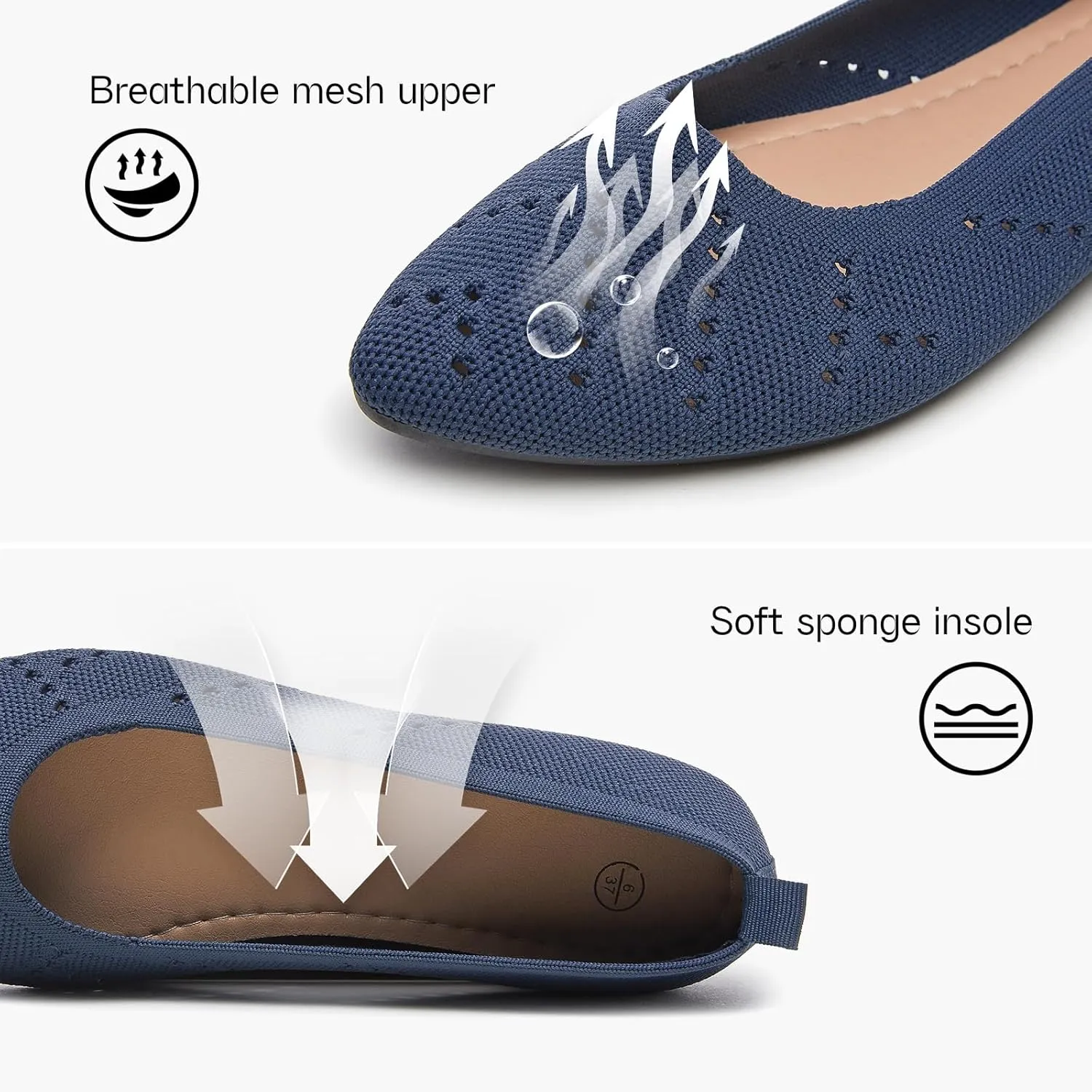 Women’s Flats Shoes Dress Shoes for Women Ballet Flats Dressy Comfortable Pointed Toe Flats Foldable Flats