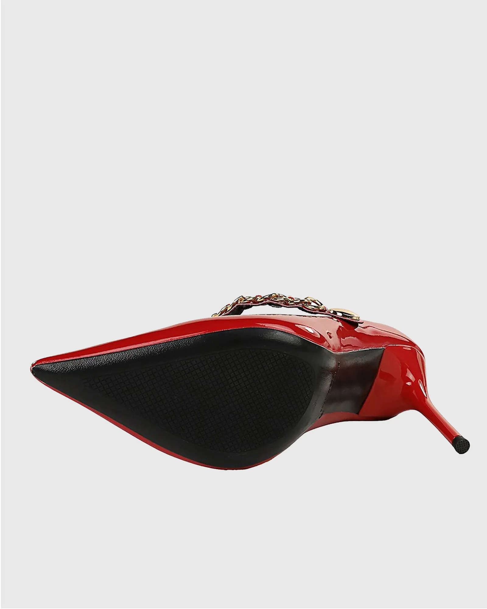 Xylona Metal Chain Slingback Pumps In Red