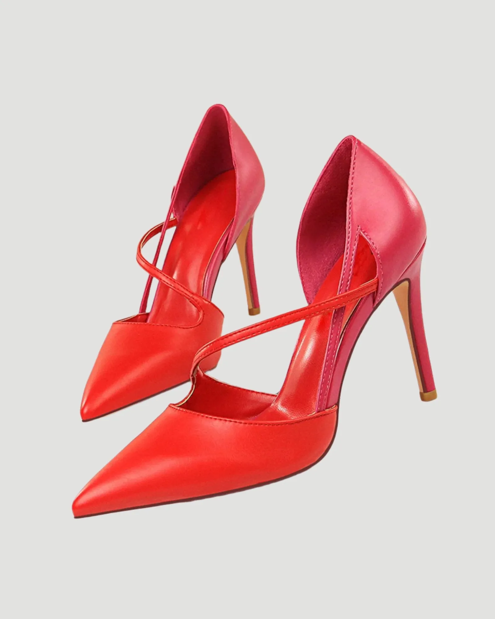 Zaida Colorblock Splicing Cutout Pumps In Red